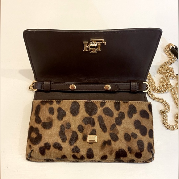 NWOT Lauren Ralph Lauren Leather Calf Hair Leopard Chain Crossbody Tech Bag $225 - Picture 10 of 15